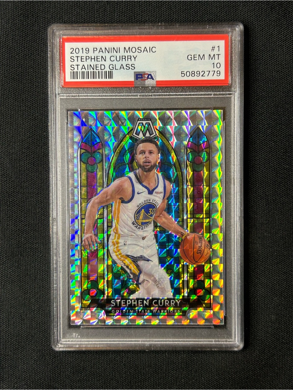 2019 PANINI MOSAIC STAINED GLASS #1 STEPHEN CURRY STAINED GLASS PSA 10